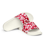 Red and White Hawaiian Flowers Men’s Slides Sandals