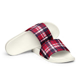 Red, White and Blue Preppy Surfer Plaid Men’s Slides Sandals