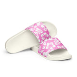 Pink and White Hawaiian Flowers Men’s Slides Sandals