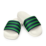 Classic Navy Blue and Green Beach Stripes Men’s Slides