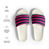 Classic Navy Blue and Hot Pink Beach Stripes Men’s Slides