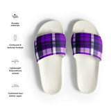 Purple and Navy Blue Preppy Surfer Plaid Men’s Slides Sandals