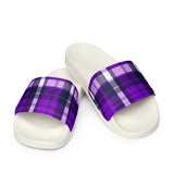 Purple and Navy Blue Preppy Surfer Plaid Men’s Slides Sandals