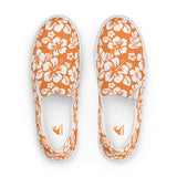 Orange Hawaiian Flowers Men’s Slip On Canvas Shoes