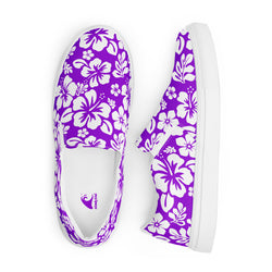 Purple Hawaiian Flowers Men’s Slip On Canvas Shoes