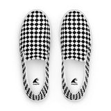 Black and White Checkered Men's Slip On Canvas Shoes