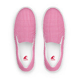 Red and Pink Gingham Check Men’s Slip On Canvas Shoes