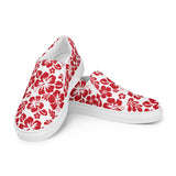 Red and White Hawaiian Flowers Men’s Slip On Canvas Shoes