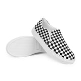 Black and White Checkered Men's Slip On Canvas Shoes