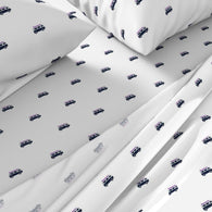 Navy Blue, White and Purple Classic Surf Bus Sheet Set from Surfer Bedding