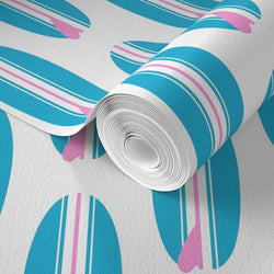 Aqua Blue and Pink Classic Surfboards Wallpaper