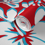 White, Red and Aqua Blue Hawaiian Hibiscus Flowers Wallpaper - Extremely Stoked