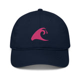 Extremely Stoked®️ Hot Pink Epic Wave Logo on Navy Blue Organic Baseball Cap