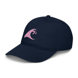 Extremely Stoked®️ Pink Epic Wave Logo on Navy Blue Organic Baseball Cap