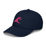 Extremely Stoked®️ Hot Pink Epic Wave Logo on Navy Blue Organic Baseball Cap