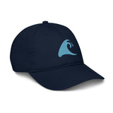 Extremely Stoked®️  Aqua Blue Epic Wave Logo on Navy Blue Organic Baseball Cap