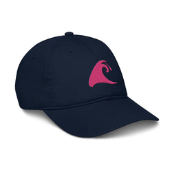 Extremely Stoked®️ Hot Pink Epic Wave Logo on Navy Blue Organic Baseball Cap