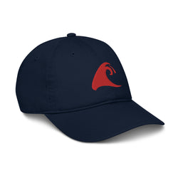 Extremely Stoked®️ Red Epic Wave Logo on Navy Blue Organic Baseball Cap