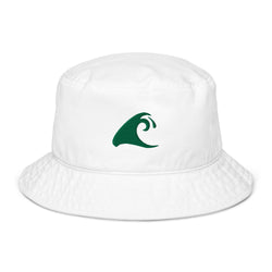 Extremely Stoked®️ Green Epic Wave Logo on White Organic Bucket Hat - Extremely Stoked