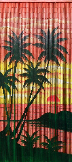 Palm Trees at Sunset Bamboo Door Curtain