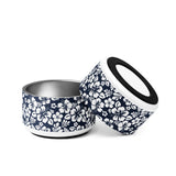 Navy Blue and White Hawaiian Flowers Pet Bowl