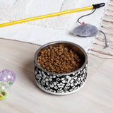 Black and White Hawaiian Flowers Pet Bowl