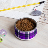 Purple and Navy Blue Preppy Plaid Pet Bowl