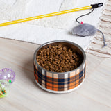 Orange and Navy Blue Preppy Plaid Pet Bowl