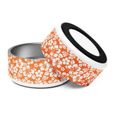 Orange and White Hawaiian Flowers Pet Bowl