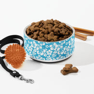 Aqua Blue and White Hawaiian Flowers Pet Bowl – Extremely Stoked® Pets
