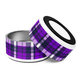 Purple and Navy Blue Preppy Plaid Pet Bowl