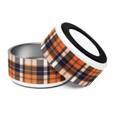 Orange and Navy Blue Preppy Plaid Pet Bowl