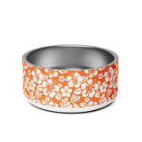 Orange and White Hawaiian Flowers Pet Bowl