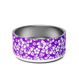 Purple and White Hawaiian Flowers Pet Bowl