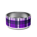 Purple and Navy Blue Preppy Plaid Pet Bowl