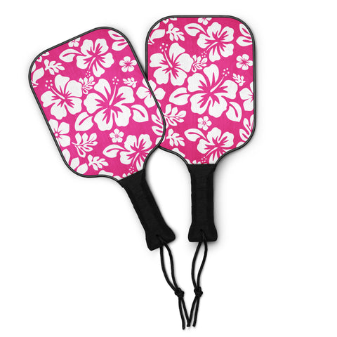 Hot PInk hawaiian flowers pickle ball paddle set
