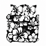 Black & White Hawaiian Flowers Duvet Cover – Large Scale – Extremely Stoked® Eco Luxe Beach Bedding