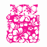 Hot Pink & White Hawaiian Flowers Duvet Cover – Large Scale – Extremely Stoked® Eco Luxe Beach Bedding