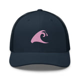 Extremely Stoked Navy Blue Trucker Cap with Pink Epic Wave Logo