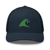 Extremely Stoked Navy Blue Trucker Cap with Sea Green Epic Wave Logo