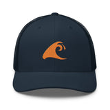 Extremely Stoked Navy Blue Trucker Cap with Orange Epic Wave Logo