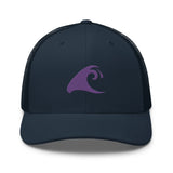 Extremely Stoked Navy Blue Trucker Cap with Purple Epic Wave Logo