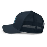 Extremely Stoked Navy Blue Trucker Cap with Aqua Epic Wave Logo