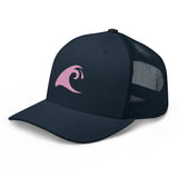 Extremely Stoked Navy Blue Trucker Cap with Pink Epic Wave Logo