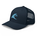 Extremely Stoked Navy Blue Trucker Cap with Aqua Epic Wave Logo