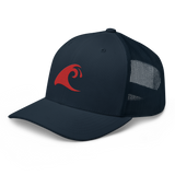 Navy Blue Trucker Hat with Red Epic Wave Logo | Surf Style Cap by Extremely Stoked®
