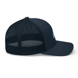 Extremely Stoked Navy Blue Trucker Cap with Aqua Epic Wave Logo