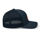 Navy Blue Trucker Hat with Red Epic Wave Logo | Surf Style Cap by Extremely Stoked®