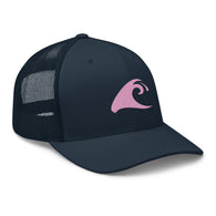 Navy Blue Trucker Hat with Pink Epic Wave Logo | Surf Style Cap by Extremely Stoked®