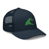 Extremely Stoked Navy Blue Trucker Cap with Sea Green Epic Wave Logo